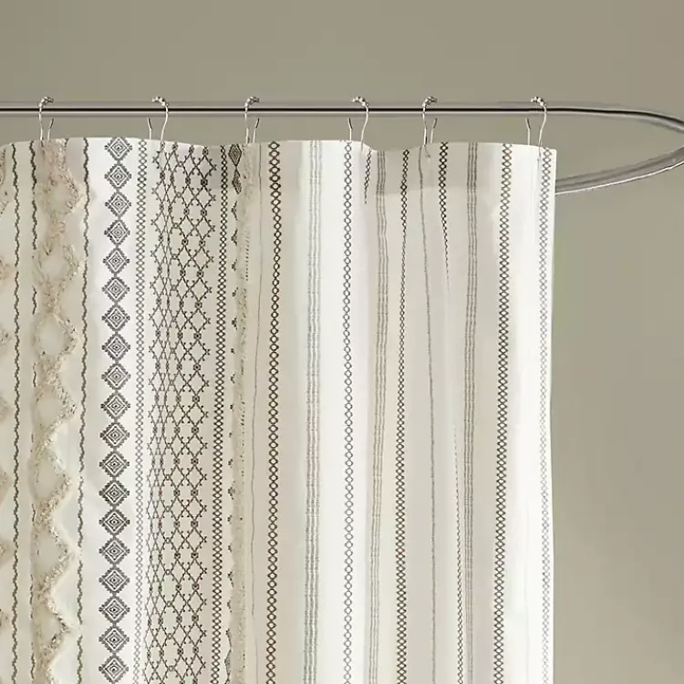 Kirklands Home Shower Curtains|Textured Chenille Shower Curtain Ivory
