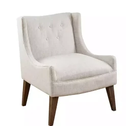 Kirklands Home Accent Chairs|Tufted Curved Accent Chair Ivory