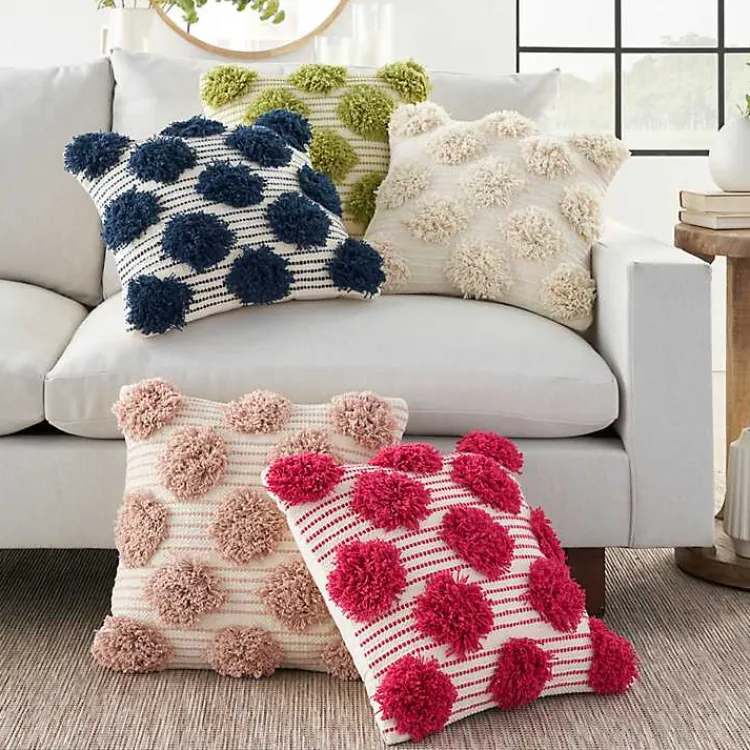 Discount Tufted Pom Poms Throw Pillow Pillows