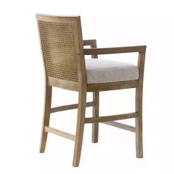 Kirklands Home Bar Stools & Counter Height Stools|Upholstered Cane Backrest Counter Stool Ivory