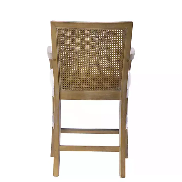 Kirklands Home Bar Stools & Counter Height Stools|Upholstered Cane Backrest Counter Stool Ivory