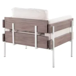 Kirklands Home Accent Chairs|Ivory Upholstered Wood Accent Chair Gray