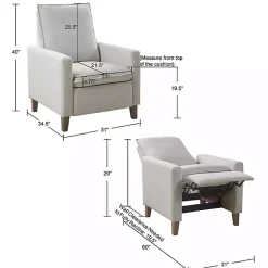 Kirklands Home Accent Chairs|Upholstered Push-Back Recliner Ivory