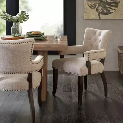 Kirklands Home Dining Chairs|Upholstered Tufted Dining Chairs, Set of 2 Ivory