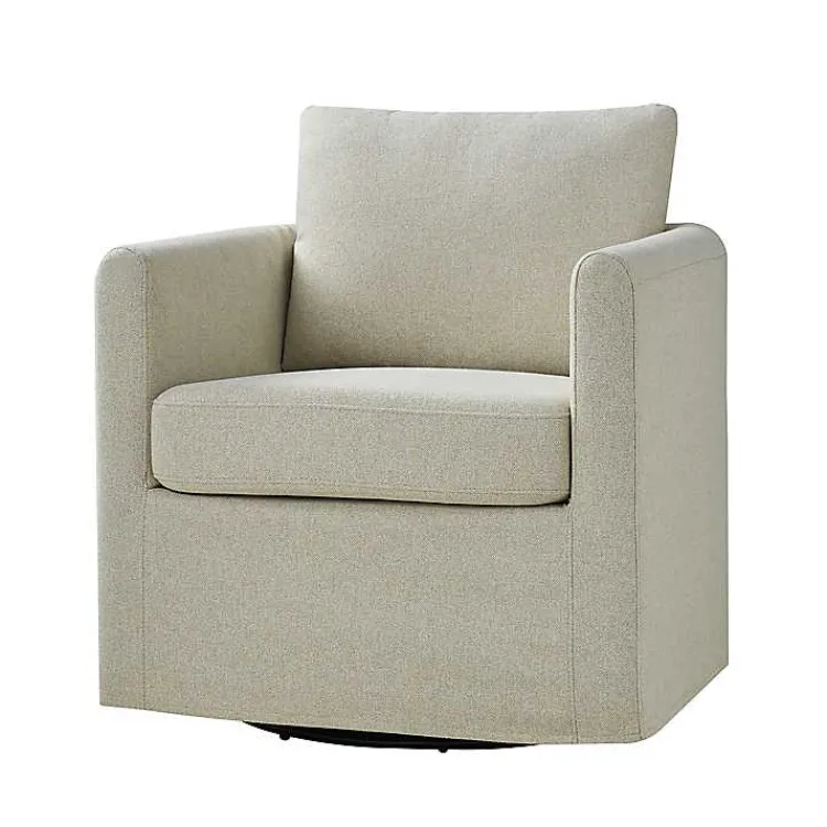 Kirklands Home Accent Chairs|Upholstered Vasser Slipcover Swivel Chair Ivory