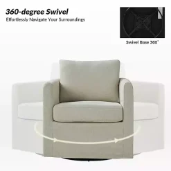 Kirklands Home Accent Chairs|Upholstered Vasser Slipcover Swivel Chair Ivory