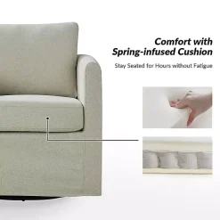 Kirklands Home Accent Chairs|Upholstered Vasser Slipcover Swivel Chair Ivory