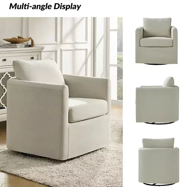 Kirklands Home Accent Chairs|Upholstered Vasser Slipcover Swivel Chair Ivory