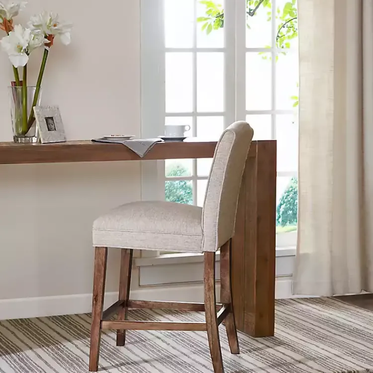 Kirklands Home Bar Stools & Counter Height Stools|Upholstered Wood Counter Stool Ivory