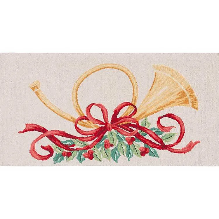 New Ivory Vintage Poster Hooked Accent Rug, 2x3 Christmas Decorations