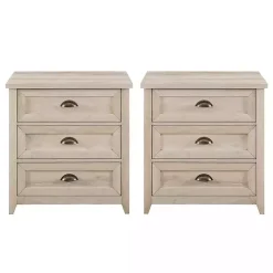 Kirklands Home Bathroom Furniture|Wood 3-Drawer Nightstands, Set of 2 Ivory