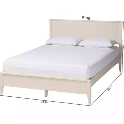 Kirklands Home Beds & Headboards|Wood Fluted Headboard Primrose King Bed Ivory