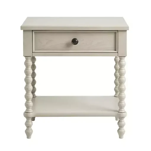 Kirklands Home Nightstands|Wood Turned Legs Nightstand Ivory