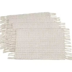 Kirklands Home Table Linens|Woven Dashed Placemats, Set of 4 Ivory