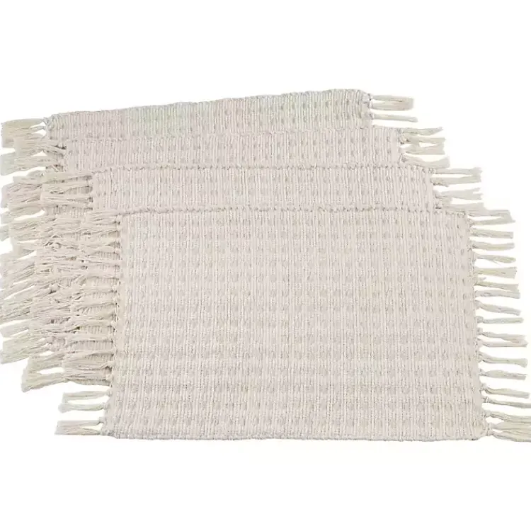 Kirklands Home Table Linens|Woven Dashed Placemats, Set of 4 Ivory