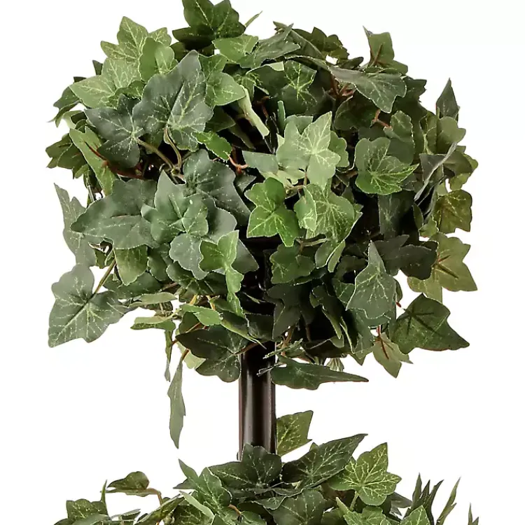 Discount Ivy Double Ball Topiary in Wood Planter Trees & Topiaries
