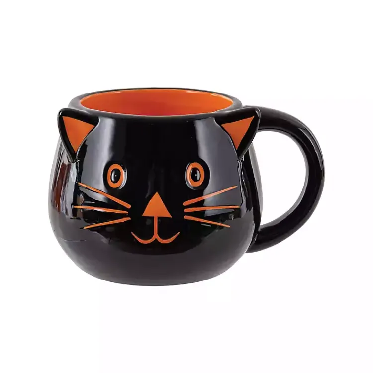 Jack O' Lantern & Cat Halloween Mugs, Set of 2 Halloween