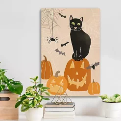 Hot Jack 'O Lantern Cat Halloween Wall Plaque, 24 in. Halloween