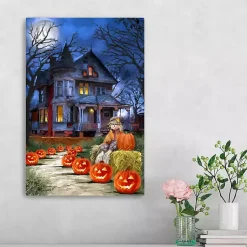 Hot Jack o Lantern Mansion Canvas Art Print, 16x24 Halloween