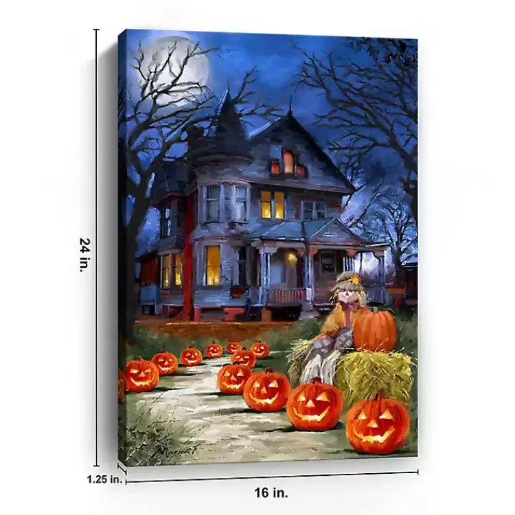 Hot Jack o Lantern Mansion Canvas Art Print, 16x24 Halloween