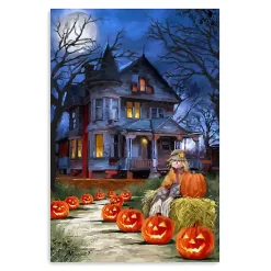 Outlet Jack o Lantern Mansion Canvas Art Print, 32x48 Halloween