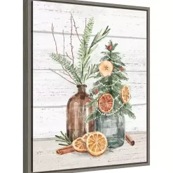 Online Jars with Oranges Christmas Canvas Wall Plaque Christmas Art & Wall Decor