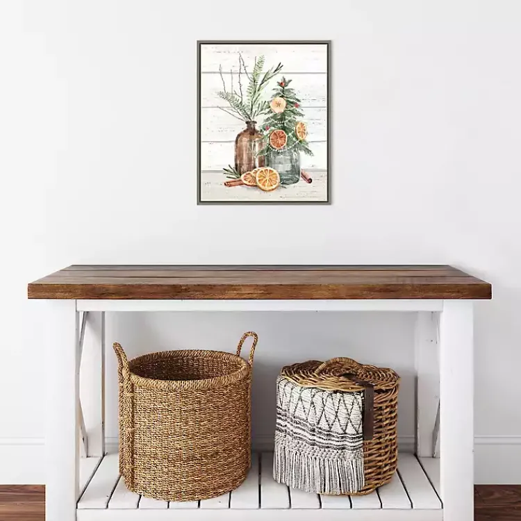 Online Jars with Oranges Christmas Canvas Wall Plaque Christmas Art & Wall Decor