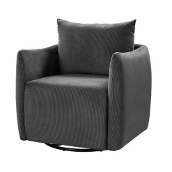Kirklands Home Accent Chairs|Jerri Charcoal Corduroy Swivel Accent Chair Gray