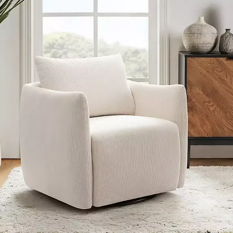 Kirklands Home Accent Chairs|Jerri Corduroy Swivel Accent Chair Ivory
