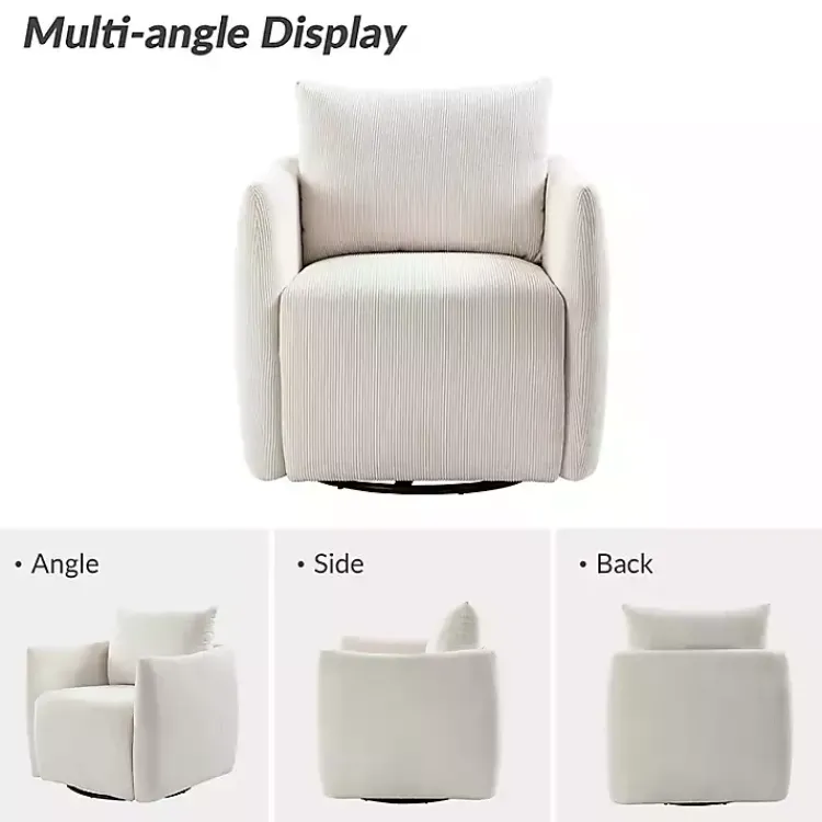 Kirklands Home Accent Chairs|Jerri Corduroy Swivel Accent Chair Ivory