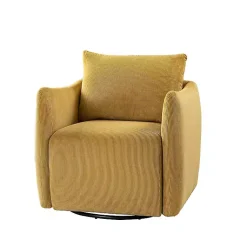 Kirklands Home Accent Chairs|Jerri Mustard Corduroy Swivel Accent Chair Yellow