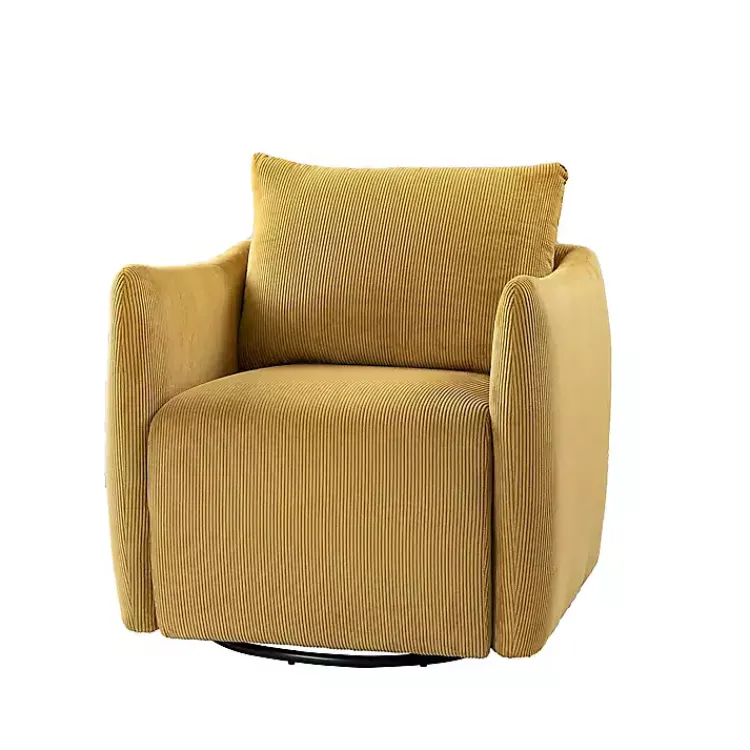Kirklands Home Accent Chairs|Jerri Mustard Corduroy Swivel Accent Chair Yellow