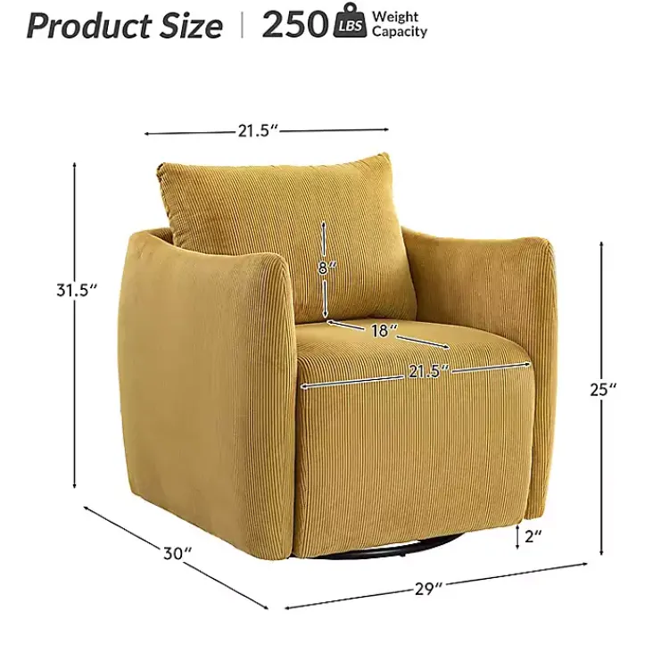 Kirklands Home Accent Chairs|Jerri Mustard Corduroy Swivel Accent Chair Yellow
