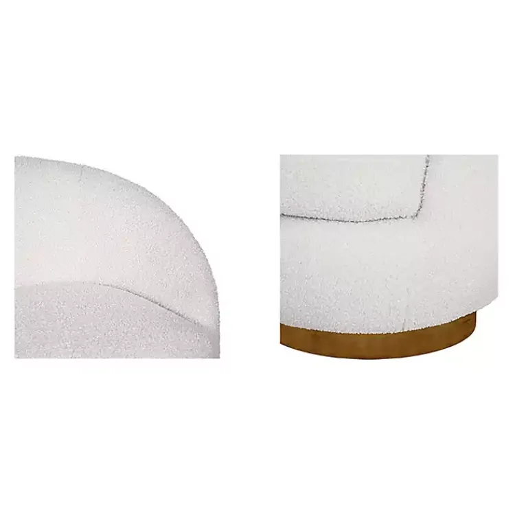 Kirklands Home Accent Chairs|Jessel Cream Sherpa Swivel Chair with Wood Base White