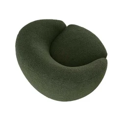 Kirklands Home Accent Chairs|Jessel Sherpa Swivel Chair with Wood Base Green