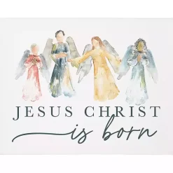 Hot Jesus Christ is Born Angels Canvas Wall Plaque Christmas Art & Wall Decor
