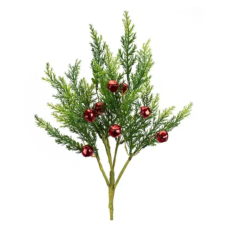 Outlet Jingle Bells and Pine Tree Picks, Set of 6 Christmas Tree Decorations