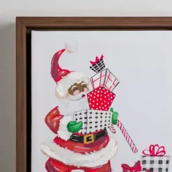Clearance Joyful Santa with Presents Framed Canvas Art Print Christmas Art & Wall Decor
