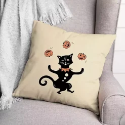Hot Juggling Cat Throw Pillow Halloween