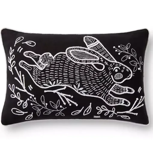 Sale Jumping Bunny Embroidered Easter Throw Pillow Easter Decorations