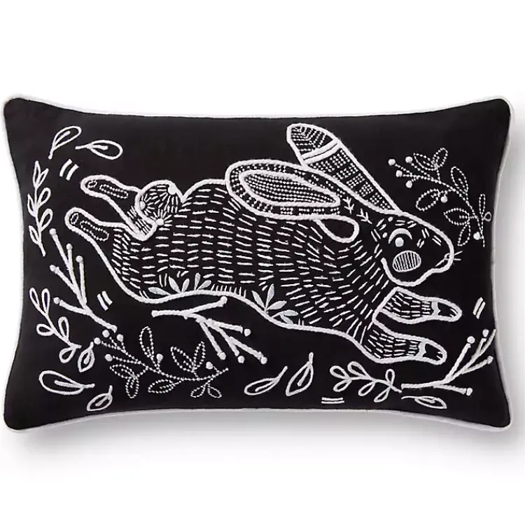Sale Jumping Bunny Embroidered Easter Throw Pillow Easter Decorations