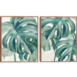 Kirklands Home Canvas Art|Jungle Symphony Framed Canvas Art Prints, Set of 2 Green