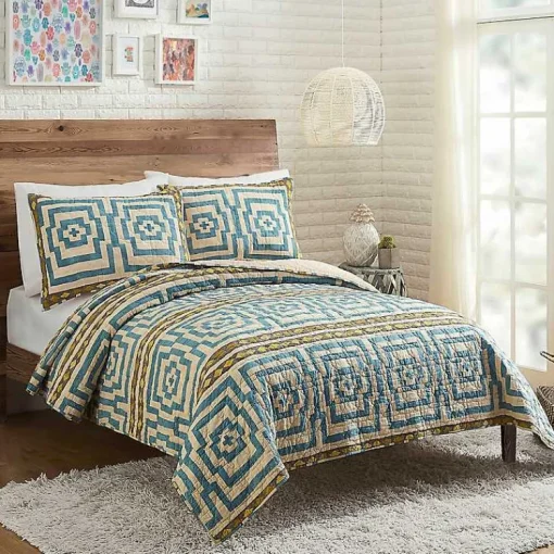 Kirklands Home Quilts|Justina Blakeney Blue Hypnotic Queen Quilt Set