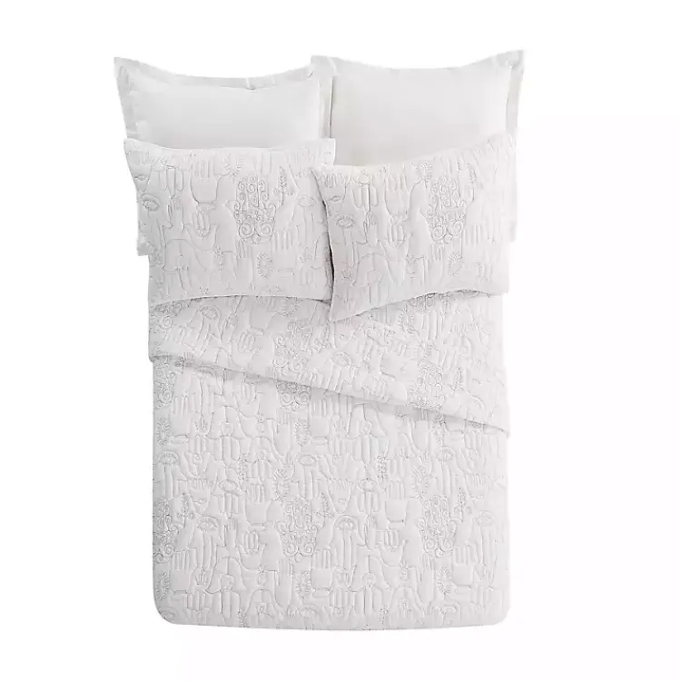 Kirklands Home Quilts|Justina Blakeney Cloud Hamsa King Quilt Set White