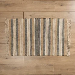 Kirklands Home Accent Rugs|Jute Denim Striped Scatter Rug