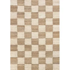 Kirklands Home Area Rugs|Jute Tan Checkered Area Rug, 5x8