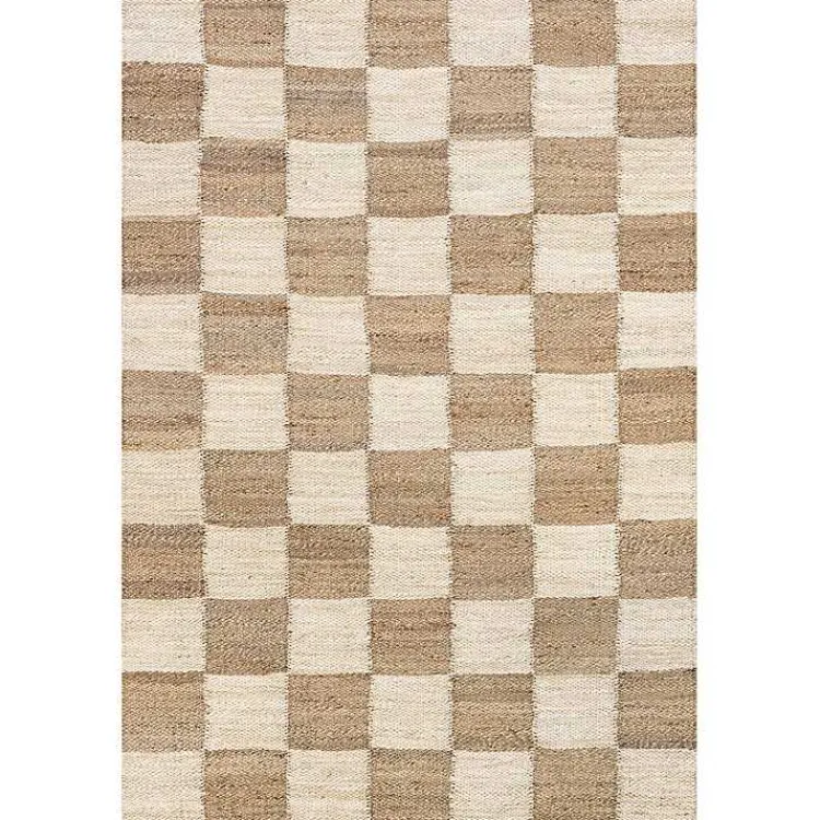Kirklands Home Area Rugs|Jute Tan Checkered Area Rug, 5x8
