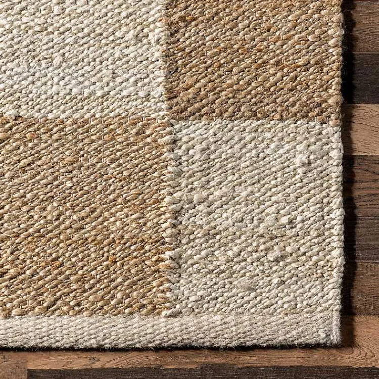 Kirklands Home Area Rugs|Jute Tan Checkered Area Rug, 5x8