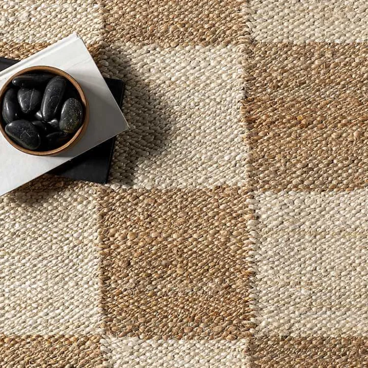 Kirklands Home Area Rugs|Jute Tan Checkered Area Rug, 5x8