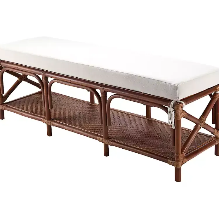 Kirklands Home Benches & Ottomans|Kaili Rattan Cushioned Bench Brown